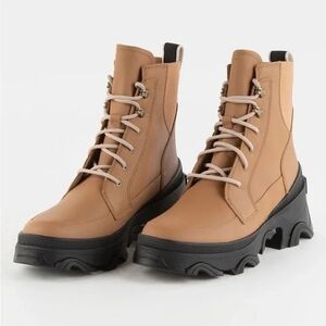 Sorel Tan Lace-Up Boots with Black Soles